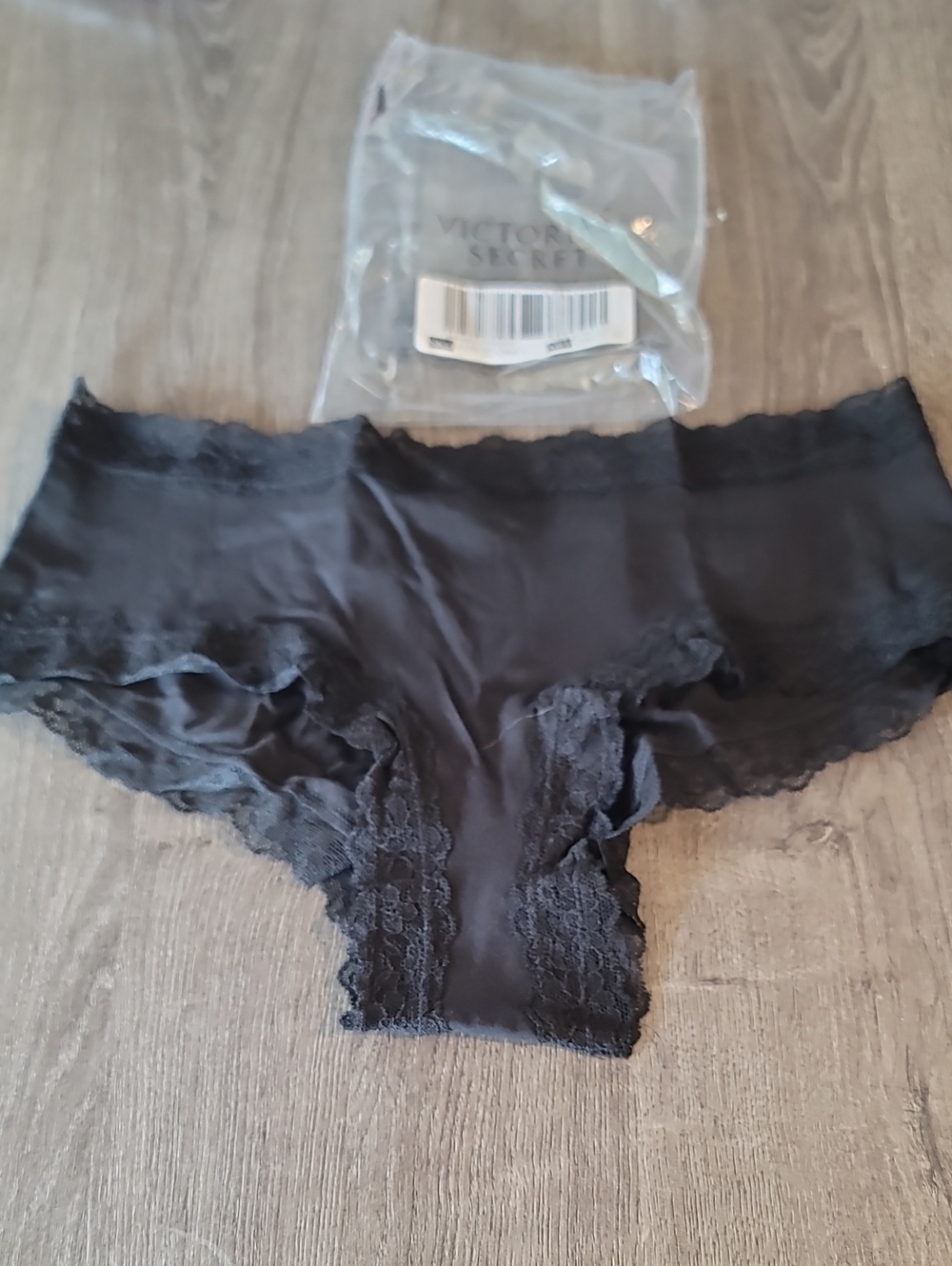 Victoria's secret Cotton The Lacie Lace Trim Cheeky Panty BLACK LARGE